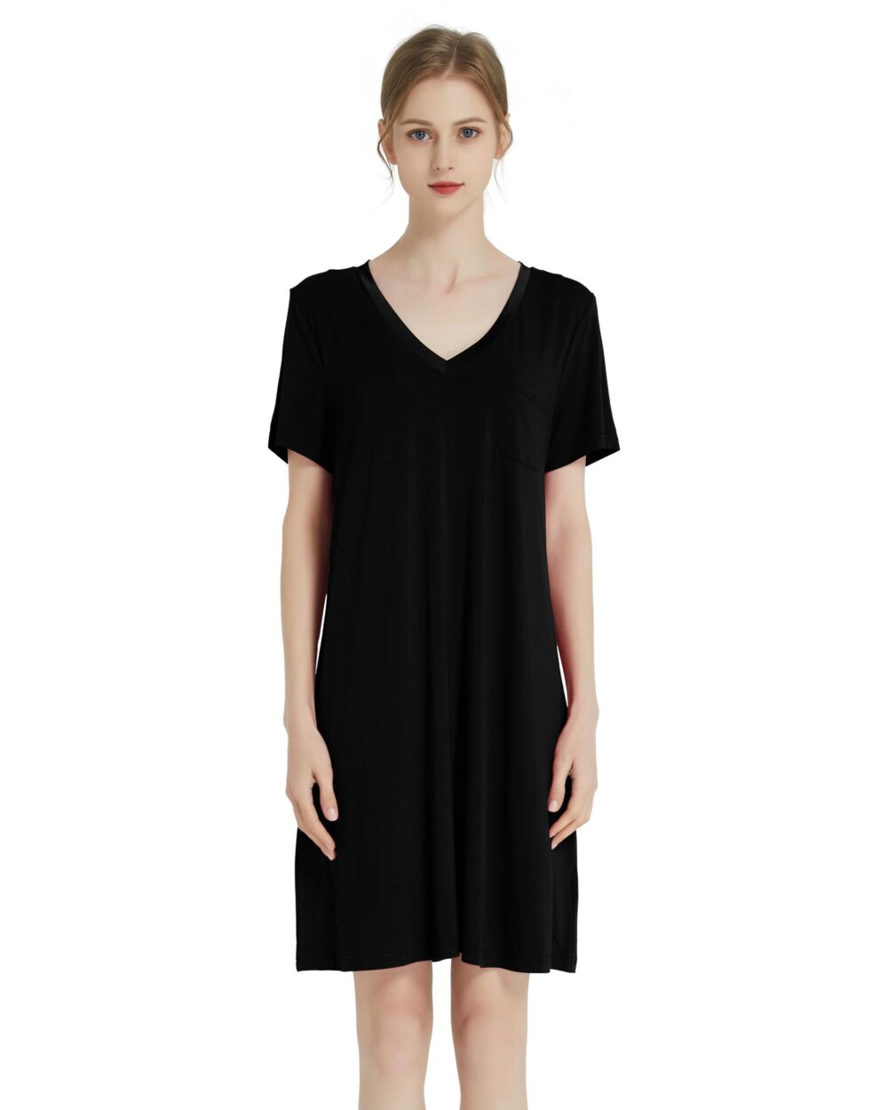 Womens Bamboo Fiber Fabric Nightgown Sleepwear Sleep Night Shirts Nightwear Nightdress - Image 13