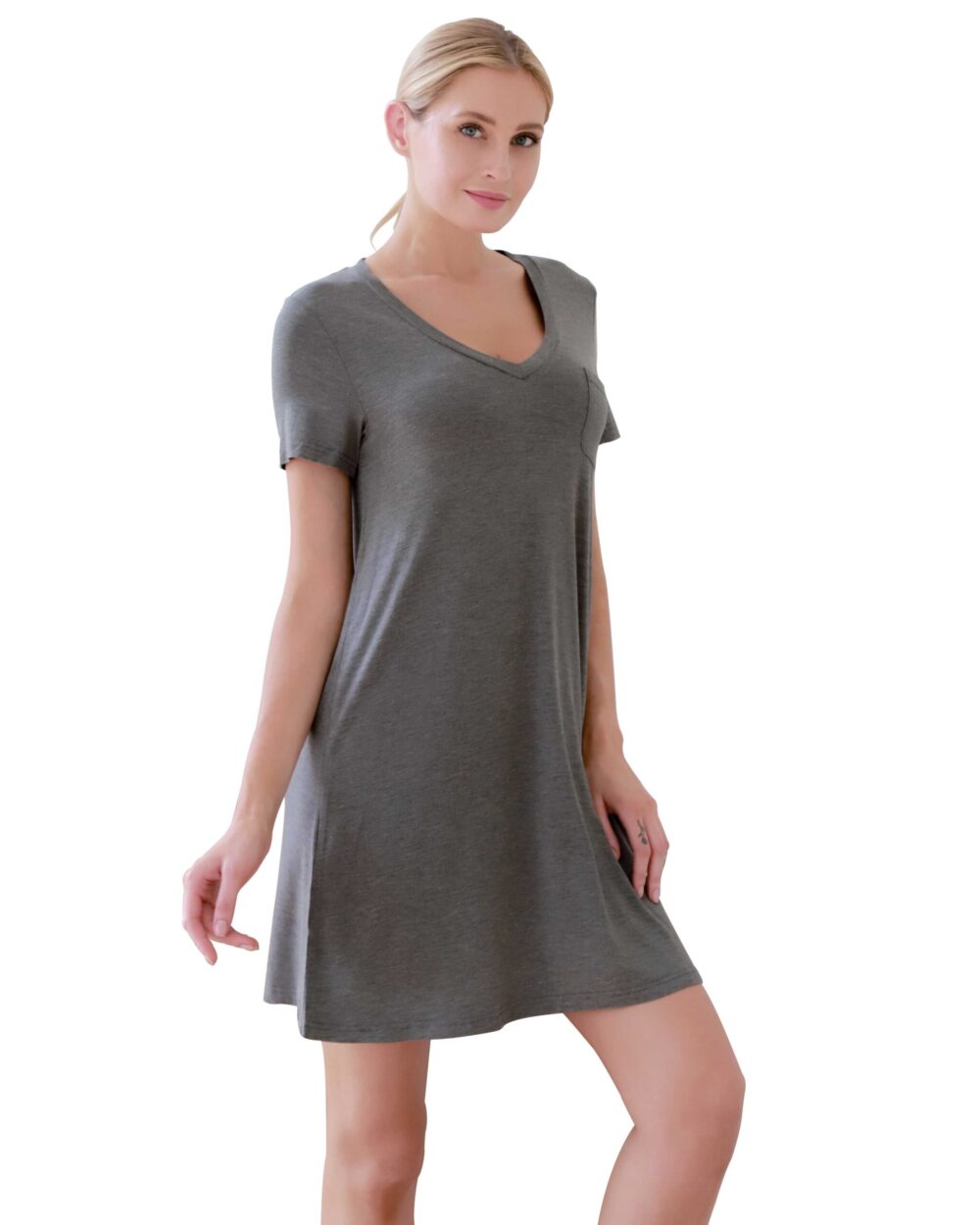 Womens Bamboo Fiber Fabric Nightgown Sleepwear Sleep Night Shirts Nightwear Nightdress