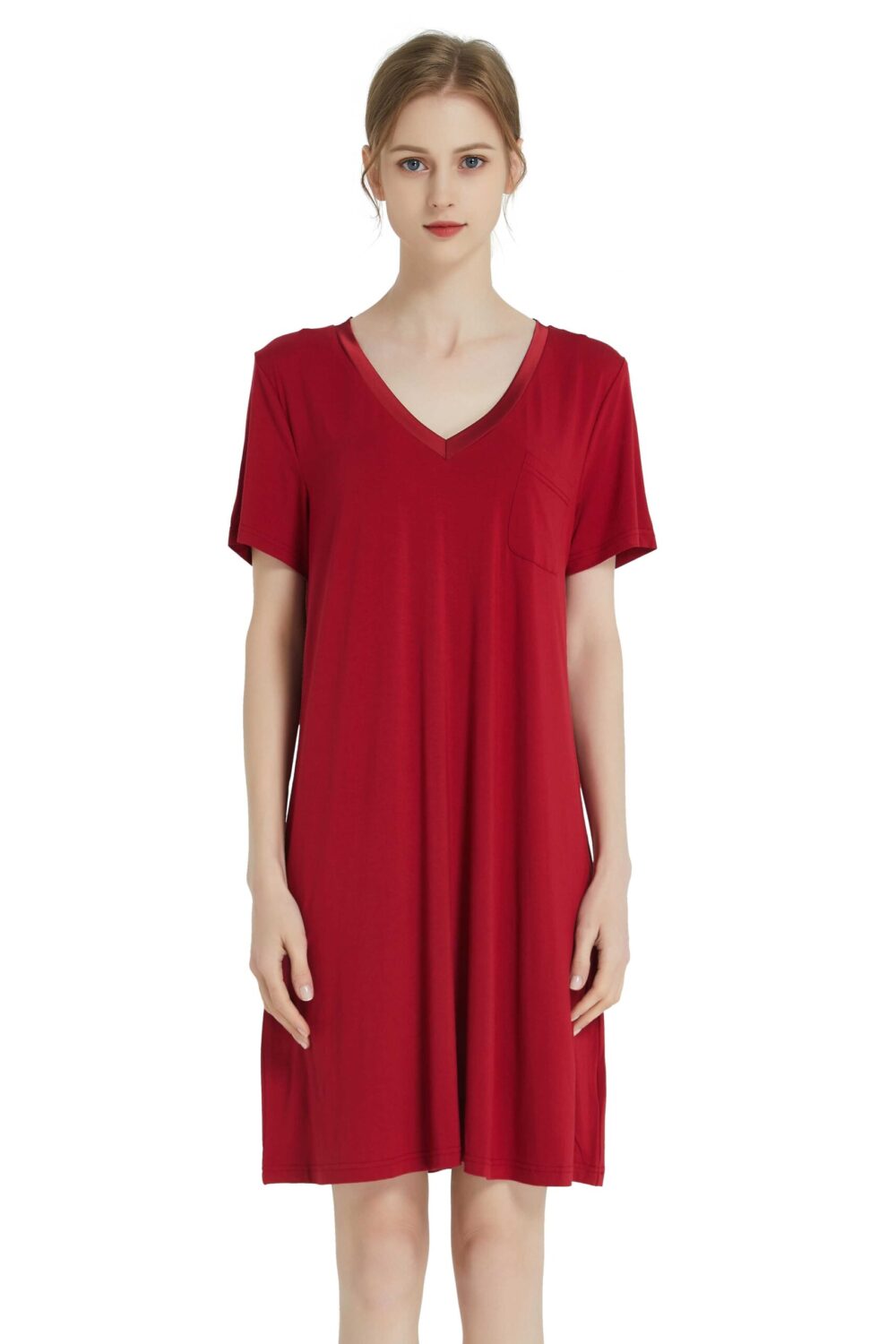Womens Bamboo Fiber Fabric Nightgown Sleepwear Sleep Night Shirts Nightwear Nightdress - Image 11