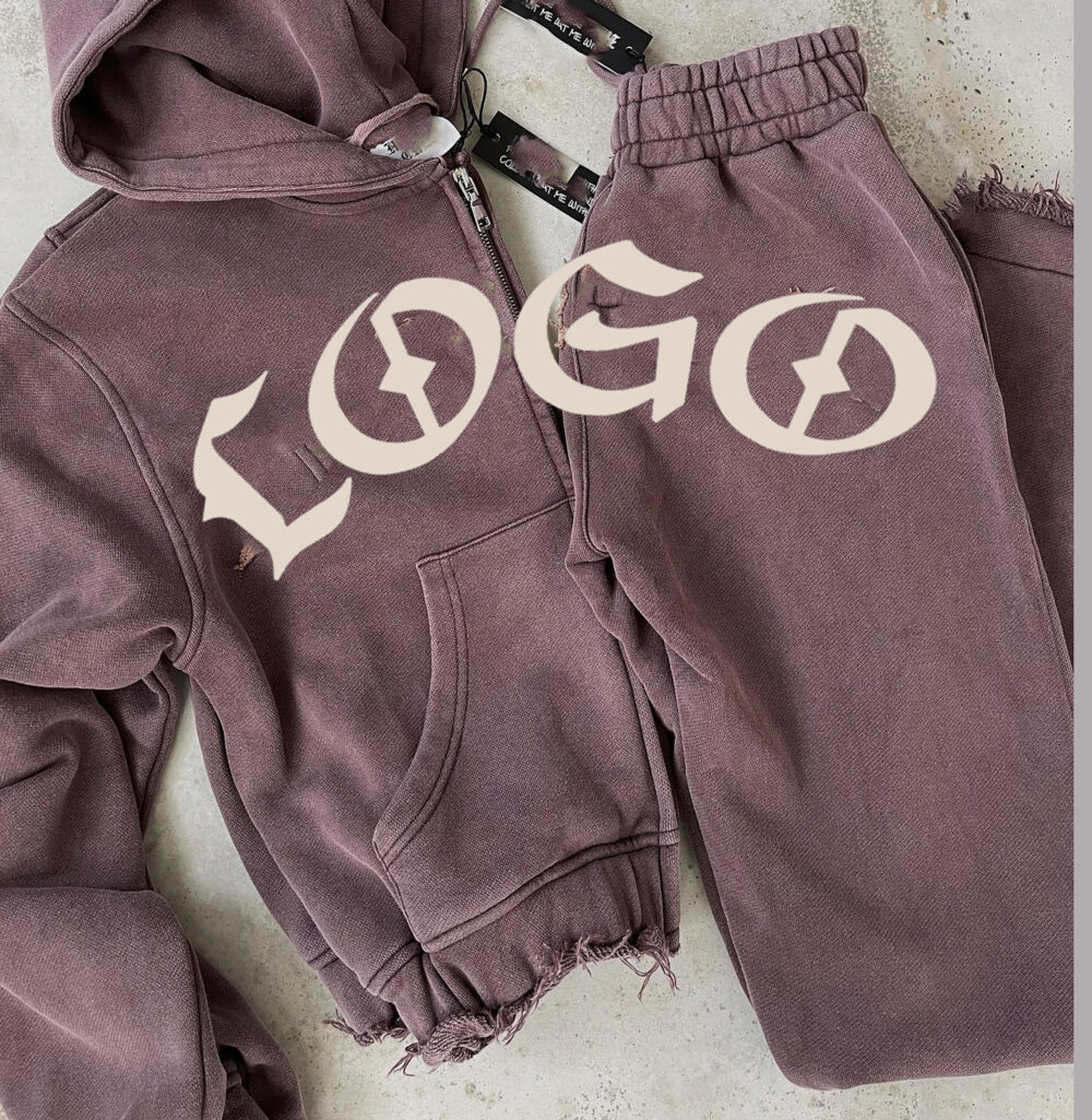 Women Sweatsuit 2 Piece Outfits Zip Up Crop Hoodies Distressed SweatPants Lounge Matching Sweat Set 2025 Fall Trendy Tracksuit