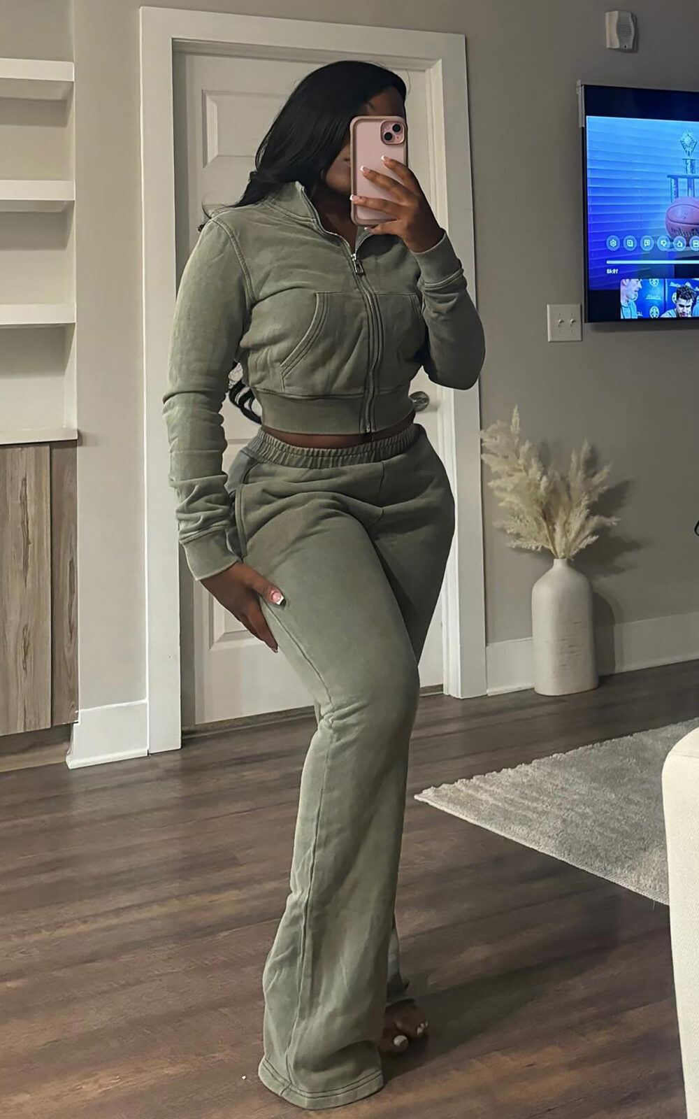 Custom LOGO Jogger Sets for Women 2 Piece Sweatsuits Sweat Set Cotton Tracksuit Zip up Crop Lounge Distressed Sweatpants Set