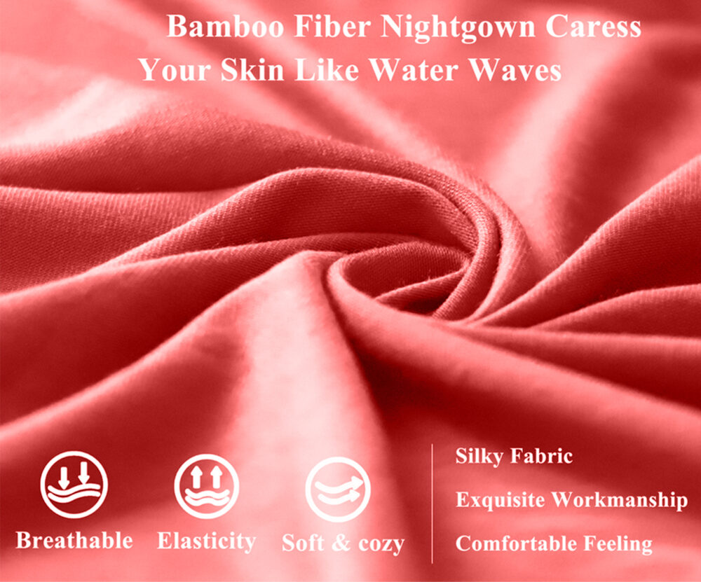 Womens Bamboo Fiber Kimono Robe Lightweight Long Knit Bathrobe Thin Sleepwear Soft Ladies Loungewear S-3XL - Image 2