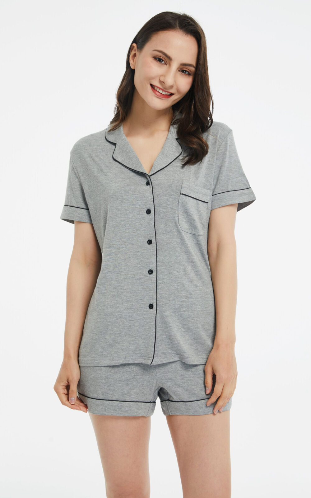 Womens Bamboo Pajamas Set Button Down Nightwear Sleepwear Short Sleeve Shorts Pijamas PJS PJ Set for Women