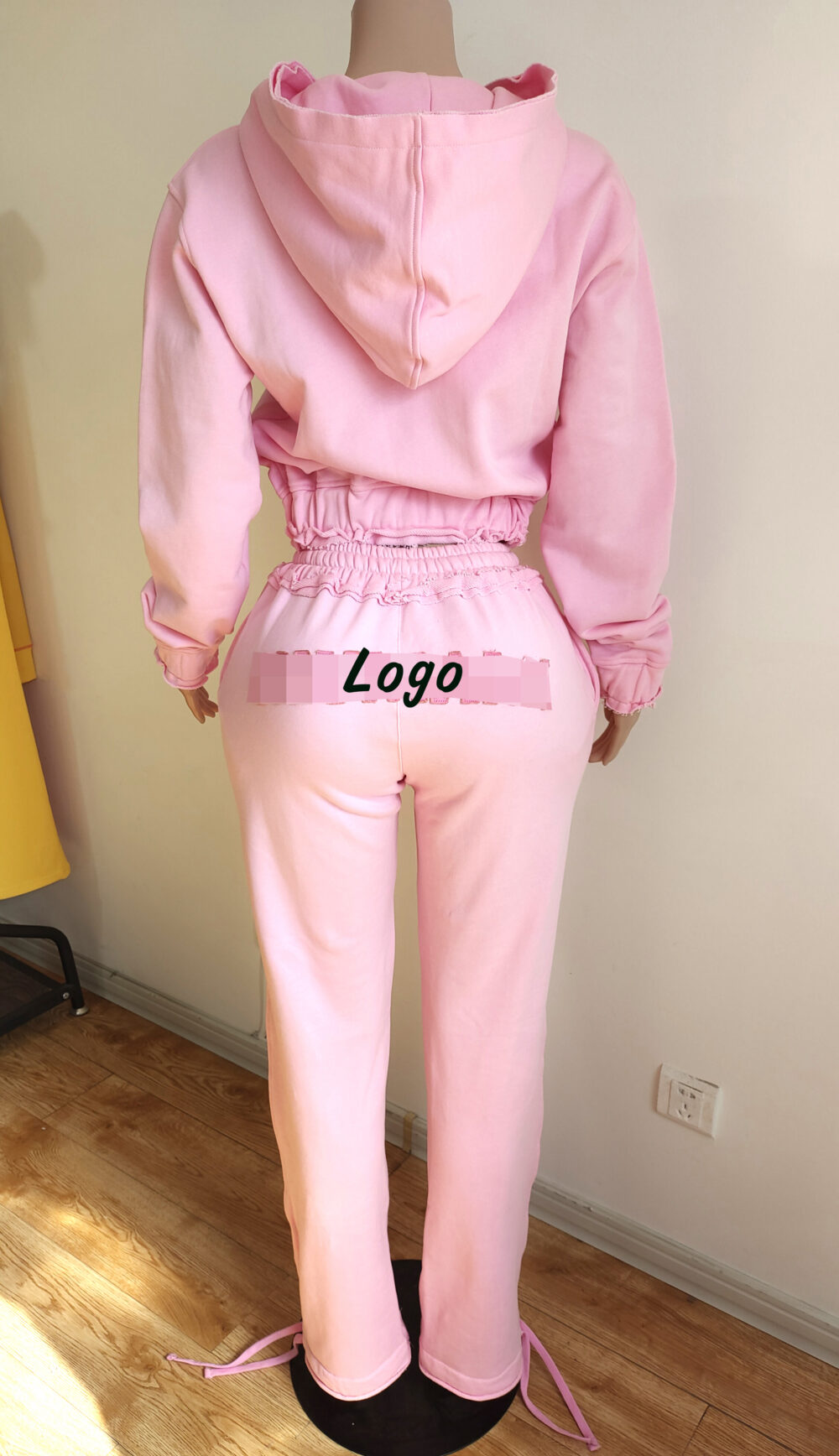 Custom Jogger Sets for Women 2 Piece Sweatsuits Sweat Set Cotton Tracksuit Zip up Crop Hoodies Distressed Sweatpants Set - Image 3