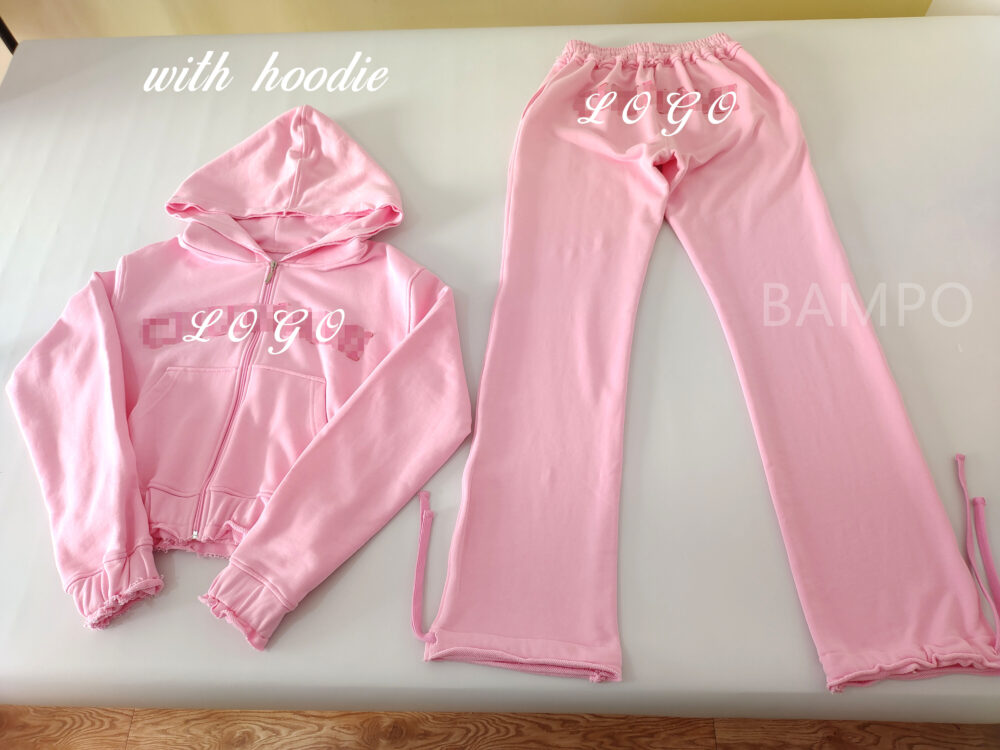 Custom Jogger Sets for Women 2 Piece Sweatsuits Sweat Set Cotton Tracksuit Zip up Crop Hoodies Distressed Sweatpants Set - Image 7