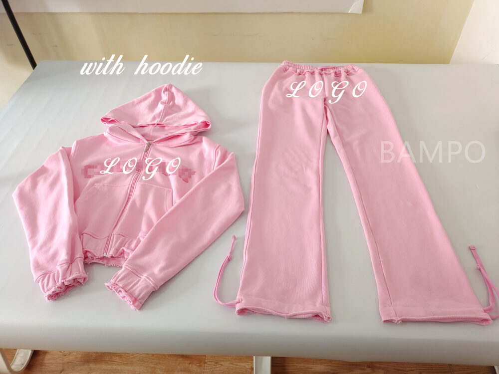Custom Jogger Sets for Women 2 Piece Sweatsuits Sweat Set Cotton Tracksuit Zip up Crop Hoodies Distressed Sweatpants Set - Image 6
