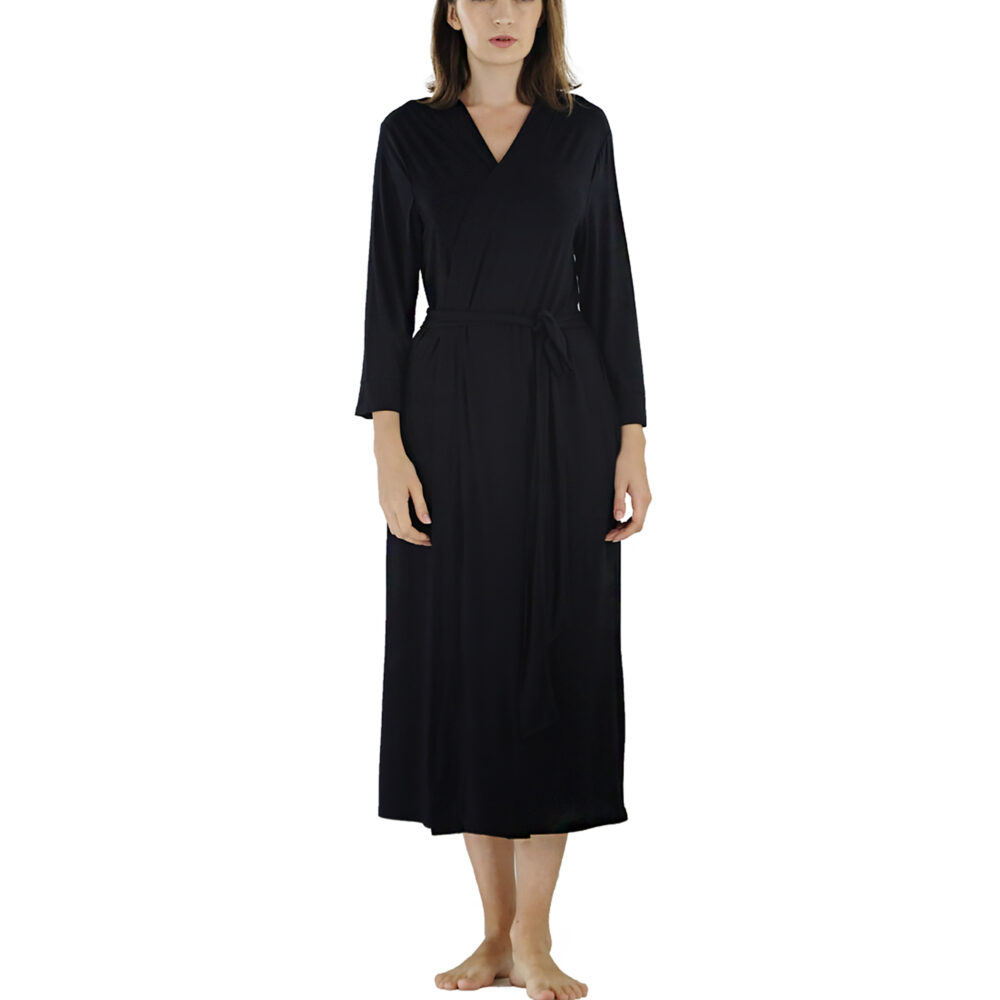 Bamboo Viscose Robes for Women Long Sleeve Knit Kimono Bathrobe Soft Lightweight Loungewear Ladies Sleepwear - Image 12