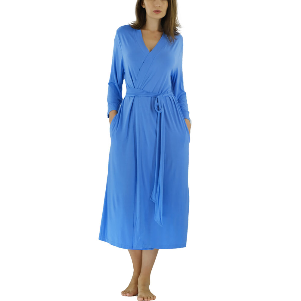 Bamboo Viscose Robes for Women Long Sleeve Knit Kimono Bathrobe Soft Lightweight Loungewear Ladies Sleepwear