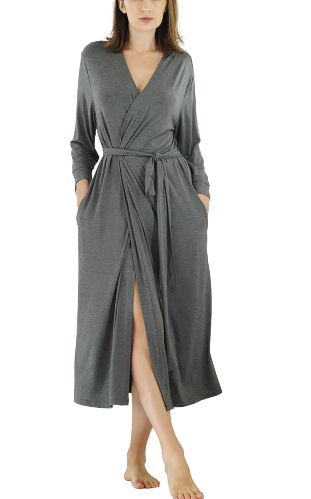 Women Robe Long Knit Bathrobe Lightweight Soft Summer kimono Robes Casual Loungewear with Attached belt