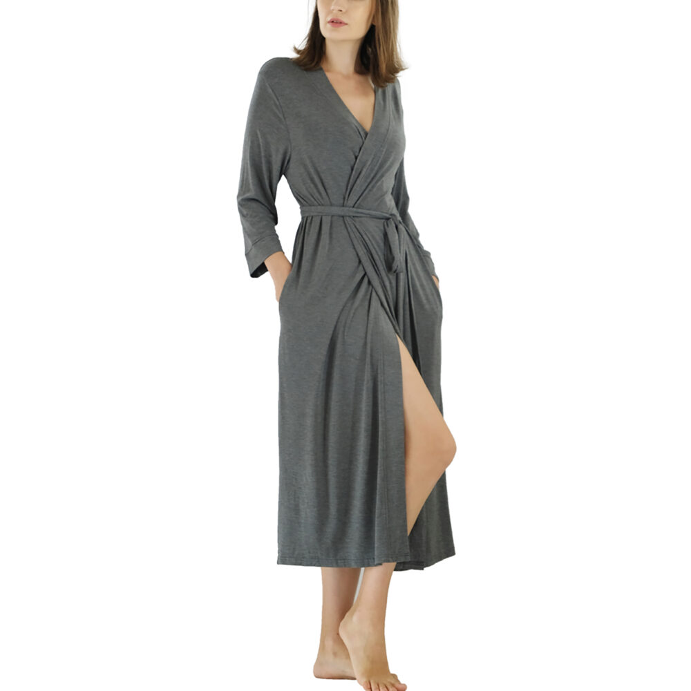 Women Robe Long Knit Bathrobe Lightweight Soft Summer kimono Robes Casual Loungewear with Attached belt - Image 9