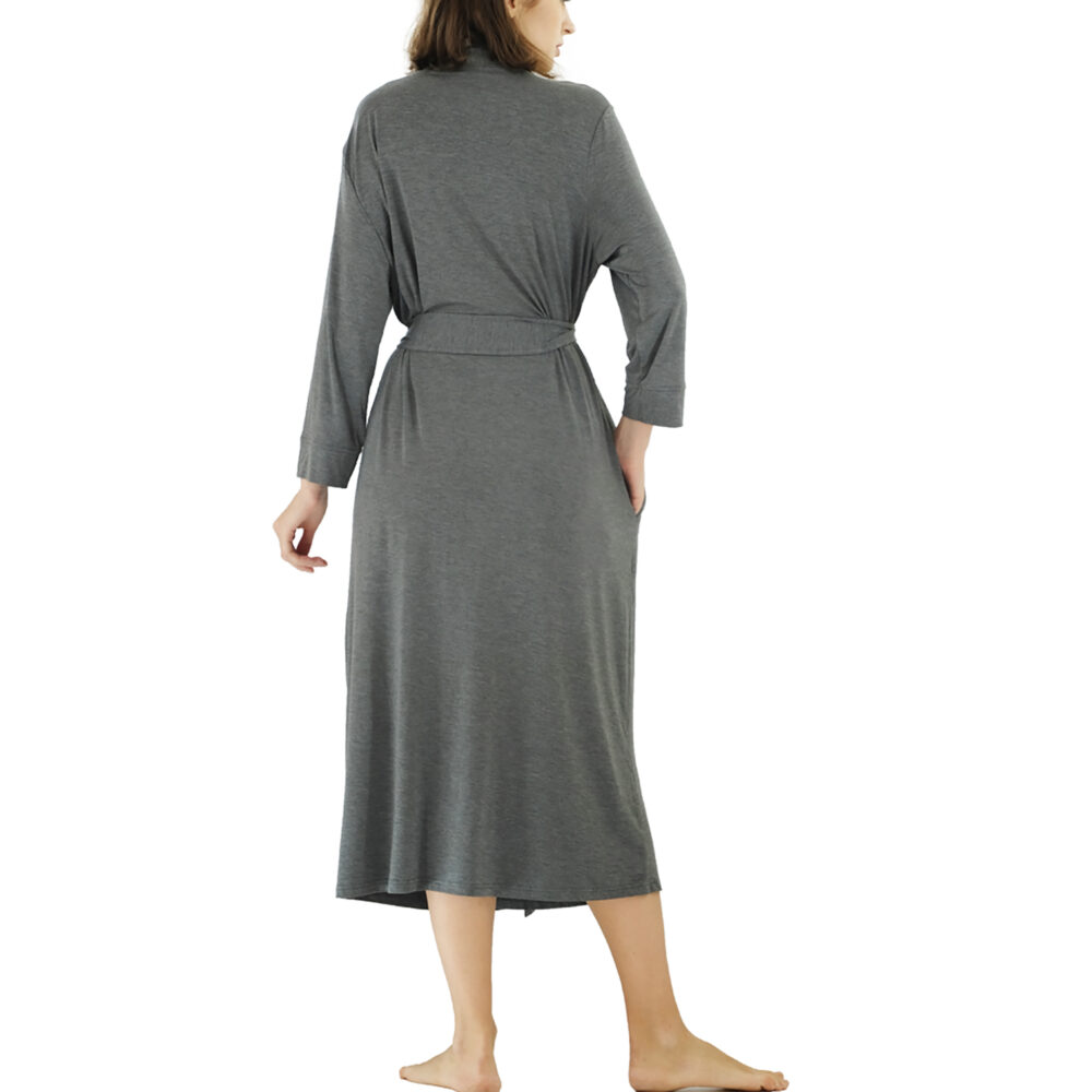 Bamboo Viscose Robes for Women Long Sleeve Knit Kimono Bathrobe Soft Lightweight Loungewear Ladies Sleepwear - Image 8