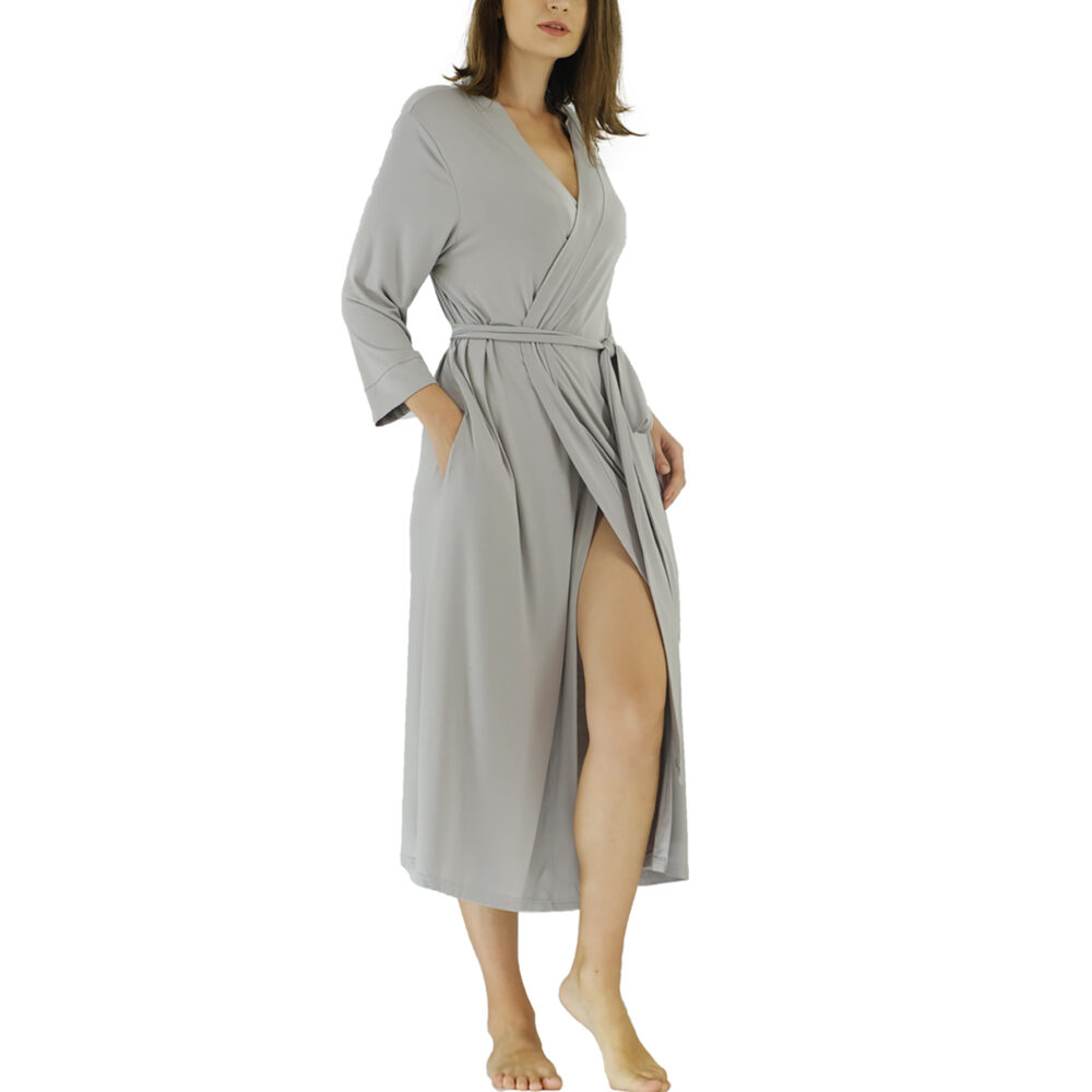 Bamboo Viscose Robes for Women Long Sleeve Knit Kimono Bathrobe Soft Lightweight Loungewear Ladies Sleepwear - Image 7