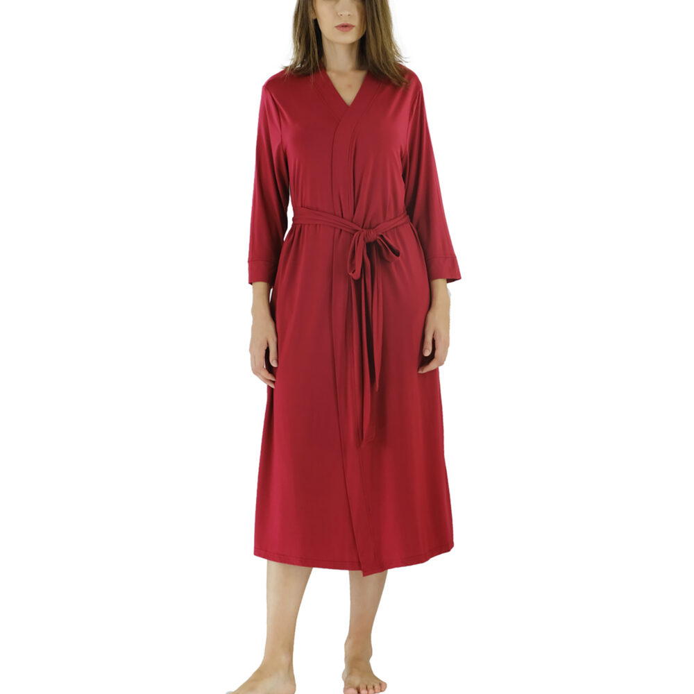 Bamboo Viscose Robes for Women Long Sleeve Knit Kimono Bathrobe Soft Lightweight Loungewear Ladies Sleepwear - Image 5