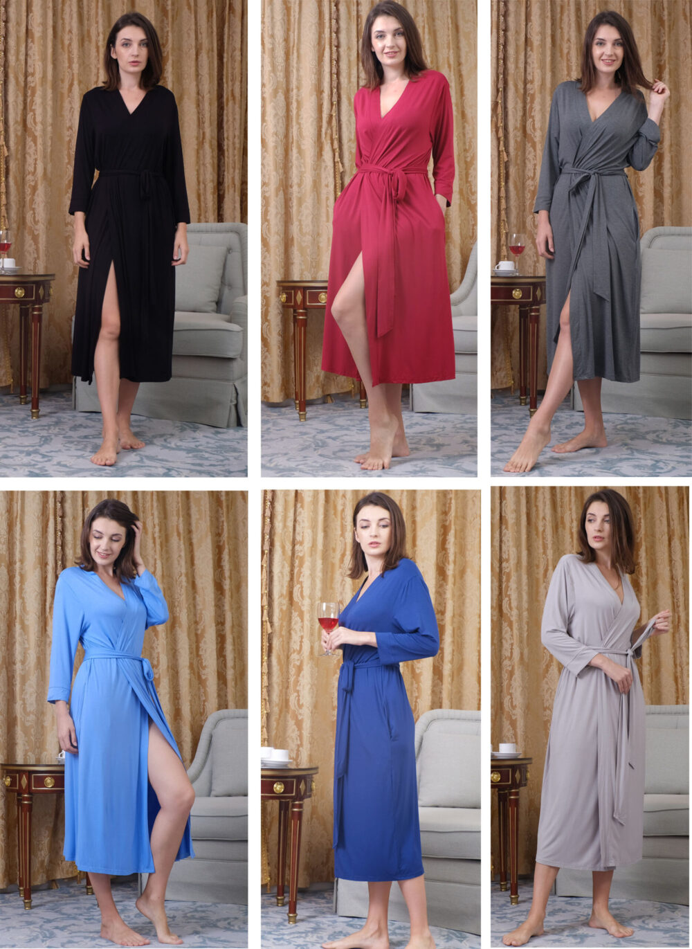 Womens Bamboo Fiber Kimono Robe Lightweight Long Knit Bathrobe Thin Sleepwear Soft Ladies Loungewear S-3XL - Image 3