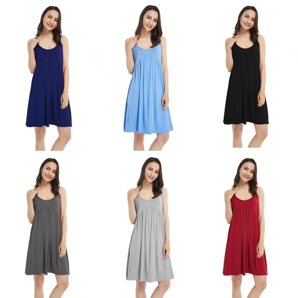 Bamboo Nightgown Full Slip Dress Chemise Sleeveless Sleepwear Plus Size Comfy Nightshirt - Image 2