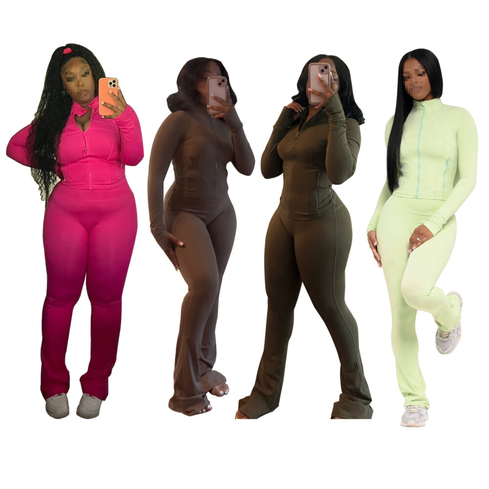 New Arrival lulu Zip Up Long Sleeve Gym Wear High Waist Jacket Set For Women High Elasticity Sweatpants Sweatsuits Tracksuits