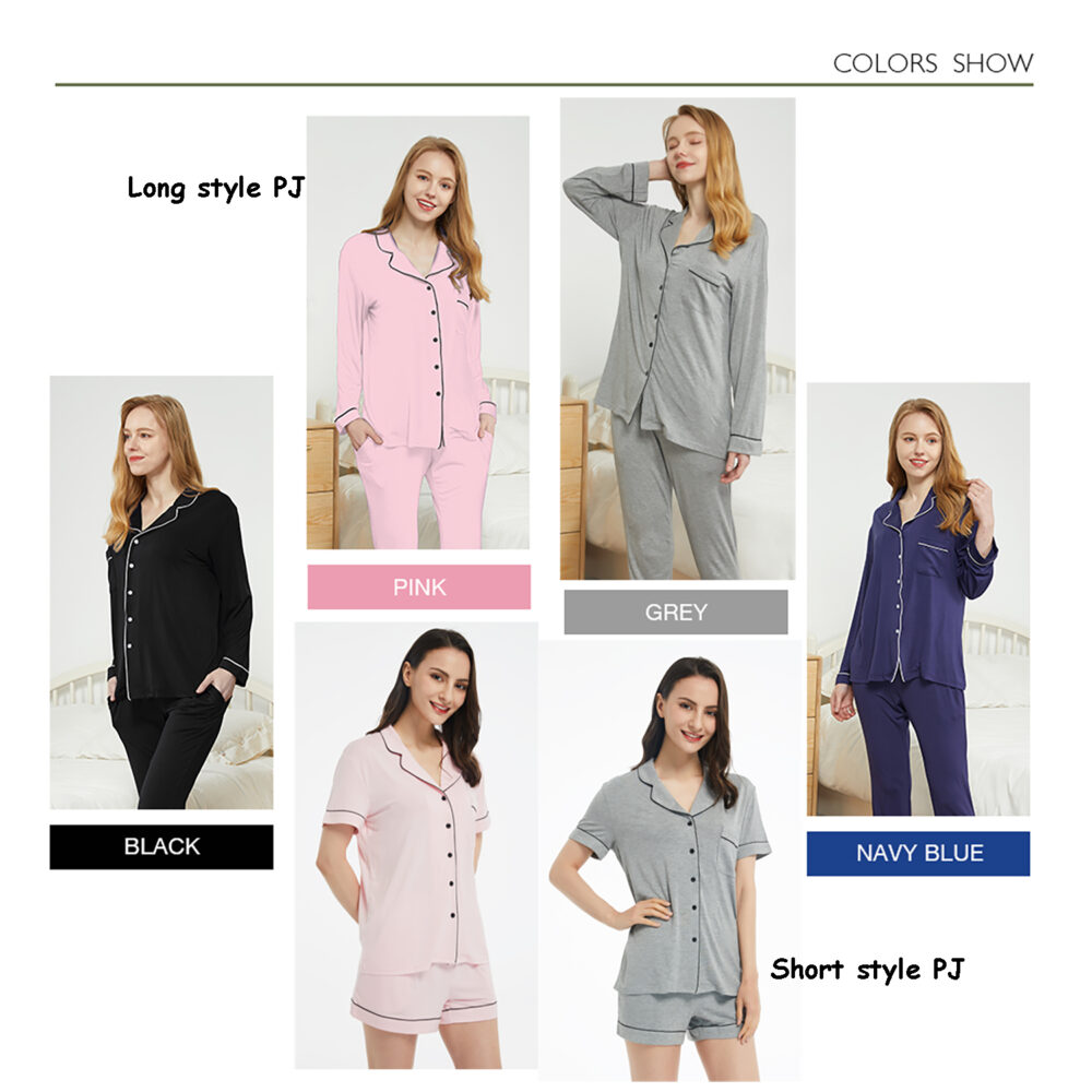 Womens Bamboo Pajamas Set Button Down Nightwear Sleepwear Short Sleeve Shorts Pijamas PJS PJ Set for Women - Image 2
