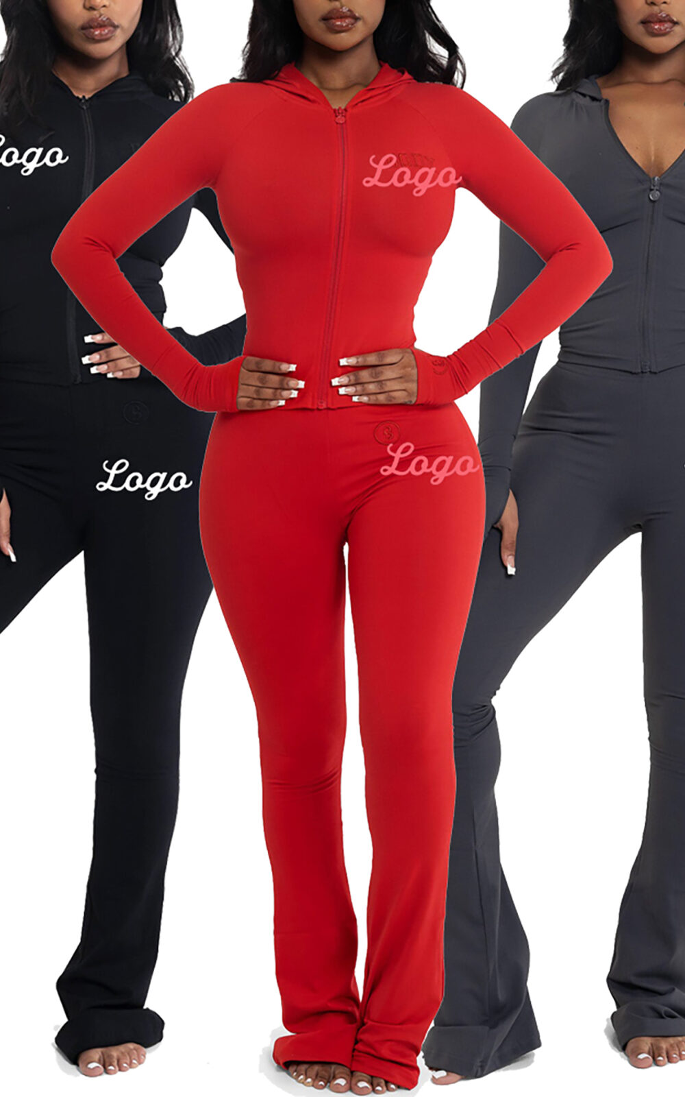 Custom Logo Color Activewear Fall Women Clothes Two Piece Sets Jacket Hoodie Nylon Cotton High Stretch Legging Outfits Skinny Tracksuit