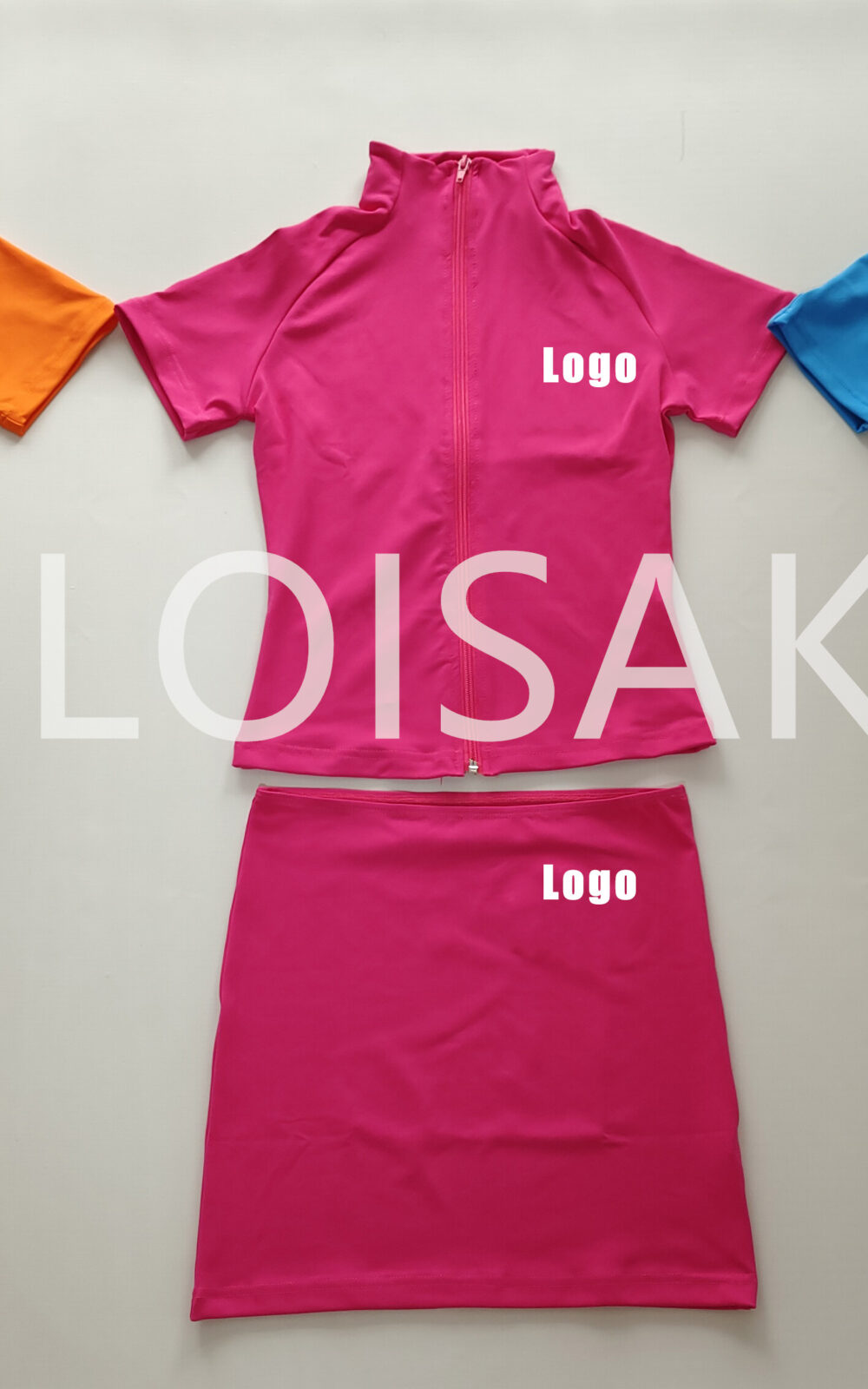 Custom Logo Short Dress Jacket Zipper Sets Two Piece Outfits Women Tracksuit Set