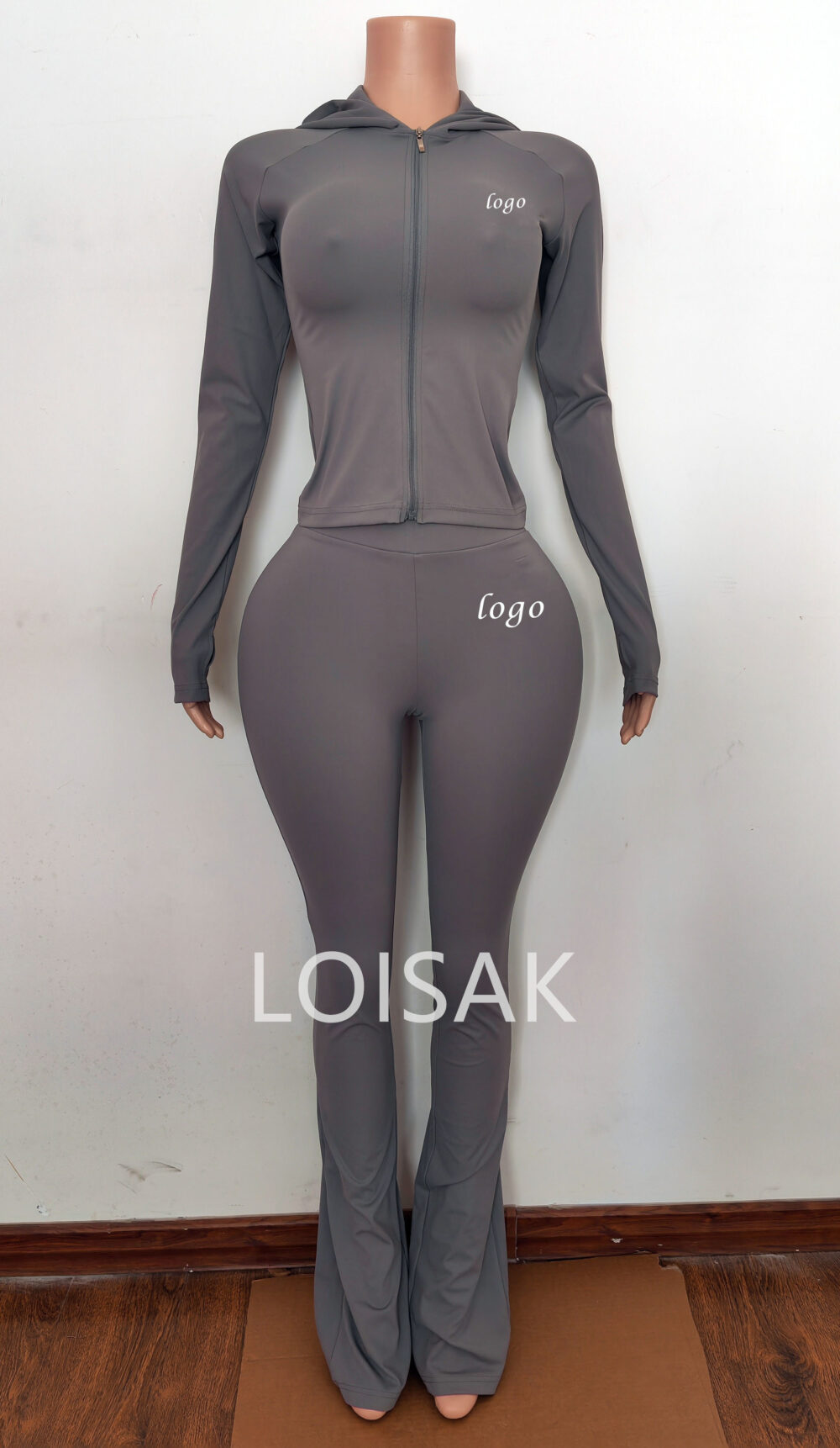 Custom Tracksuit Activewear Women's Clothing Hoodies Body Two Piece Outfits Basics Hoodie And Flare Pants Zip Jacket Women Set - Image 11
