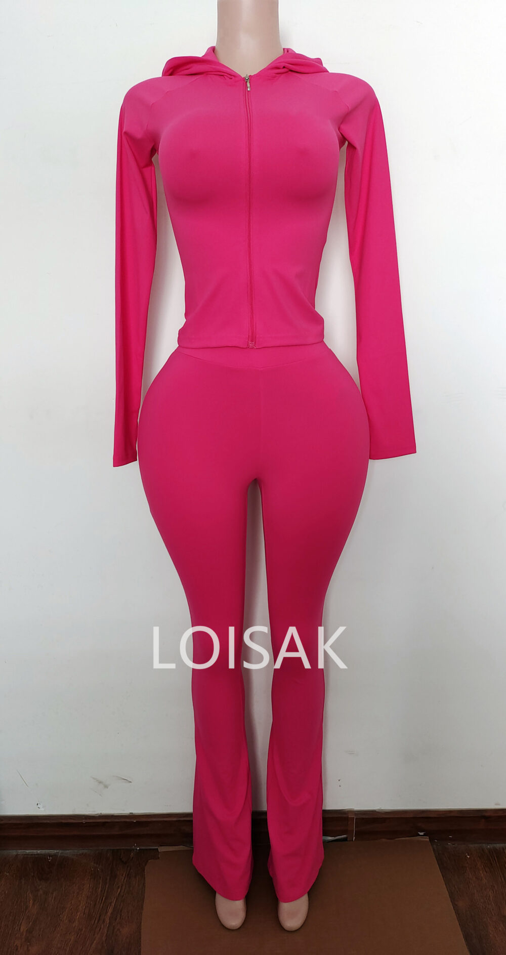 Custom Tracksuit Activewear Women's Clothing Hoodies Body Two Piece Outfits Basics Hoodie And Flare Pants Zip Jacket Women Set - Image 4
