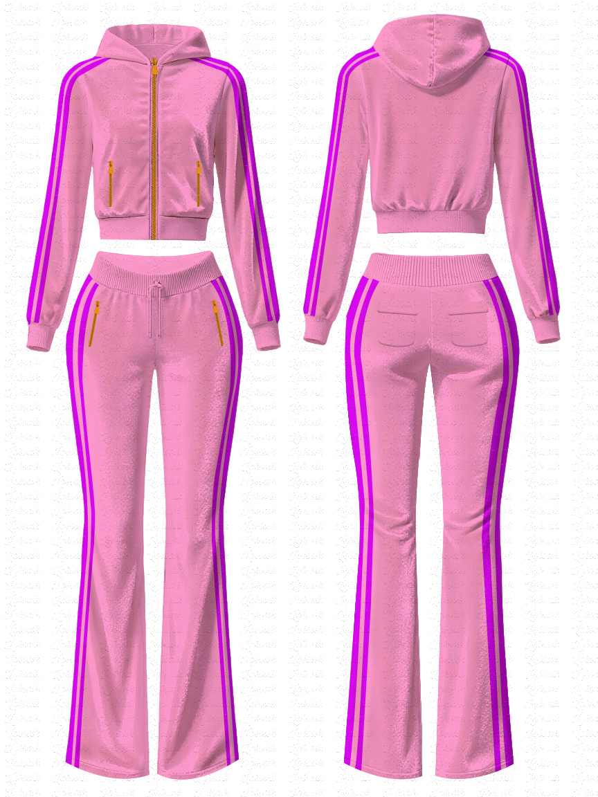 Custom Logo Color Activewear Tracksuit Skinny Flare Pants Zipper Outfits High Stretch Hoodie Two Piece Set for Women Hoodies Body (复制)